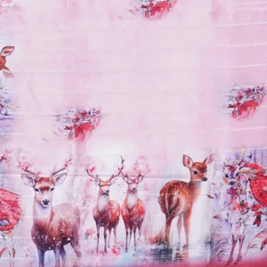Soft Pink Deer Print Semi Tussar Saree