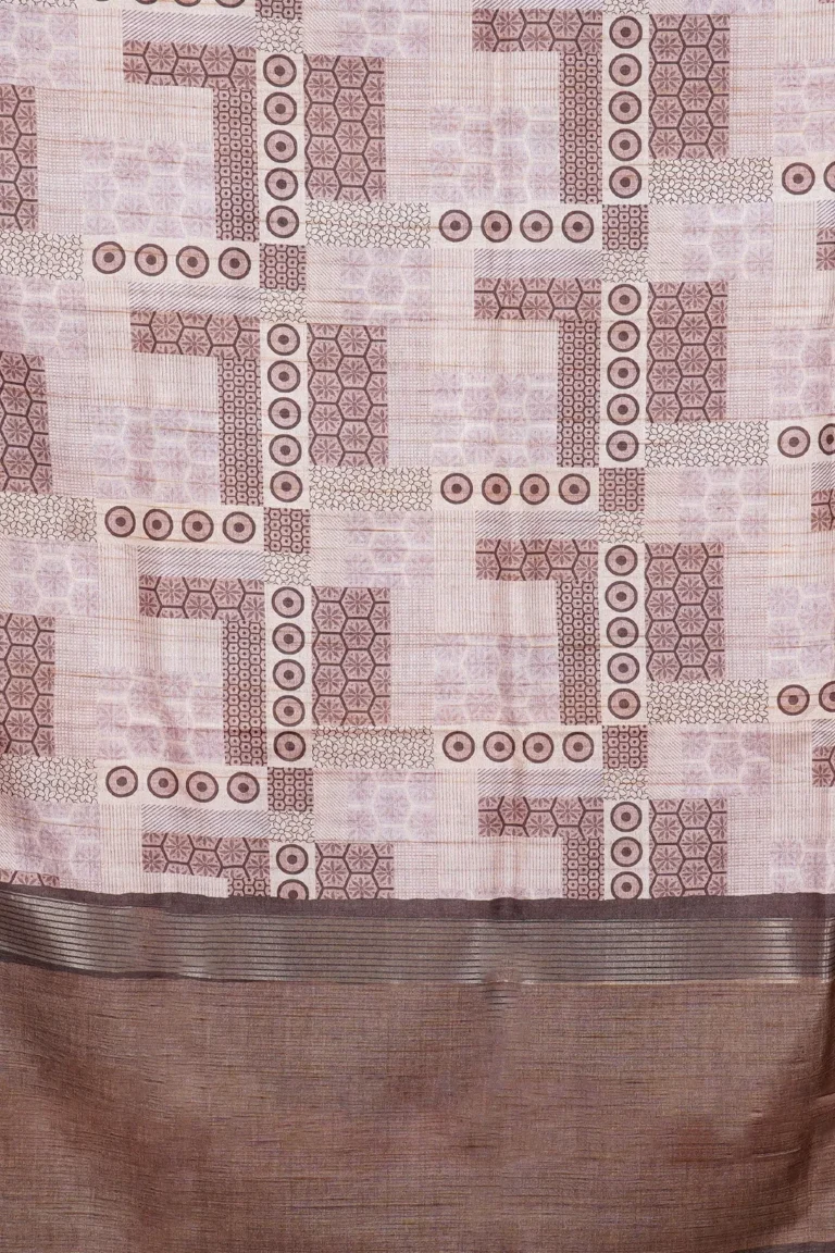 Mauve Mocha Geometric Semi Tussar Saree