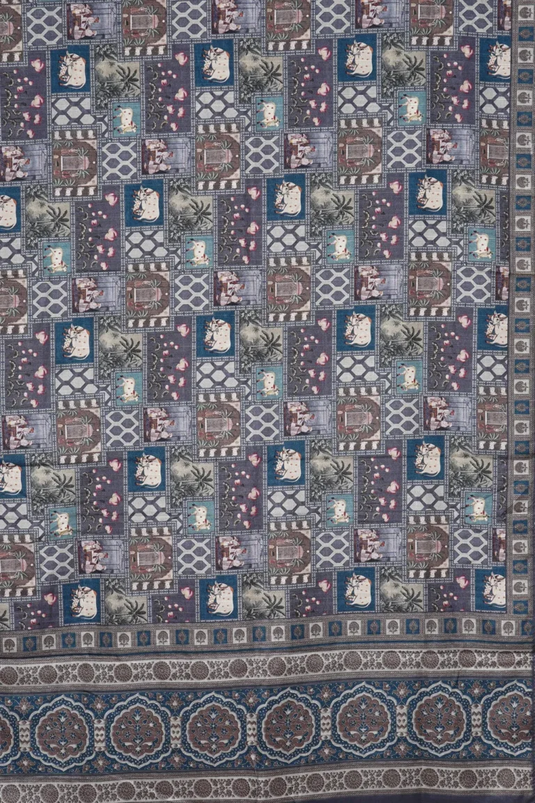 Indigo Heritage Patchwork Semi Tussar Saree