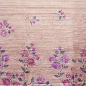 Beige Floral Vine Semi Tussar Saree