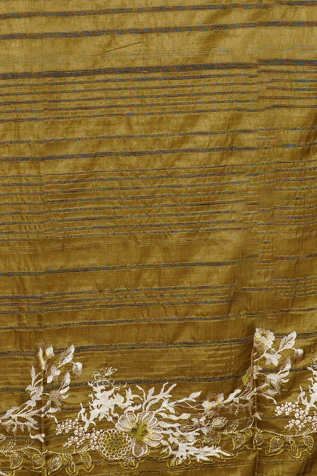 Gold Semi Tussar Embroidered Saree - Image 4