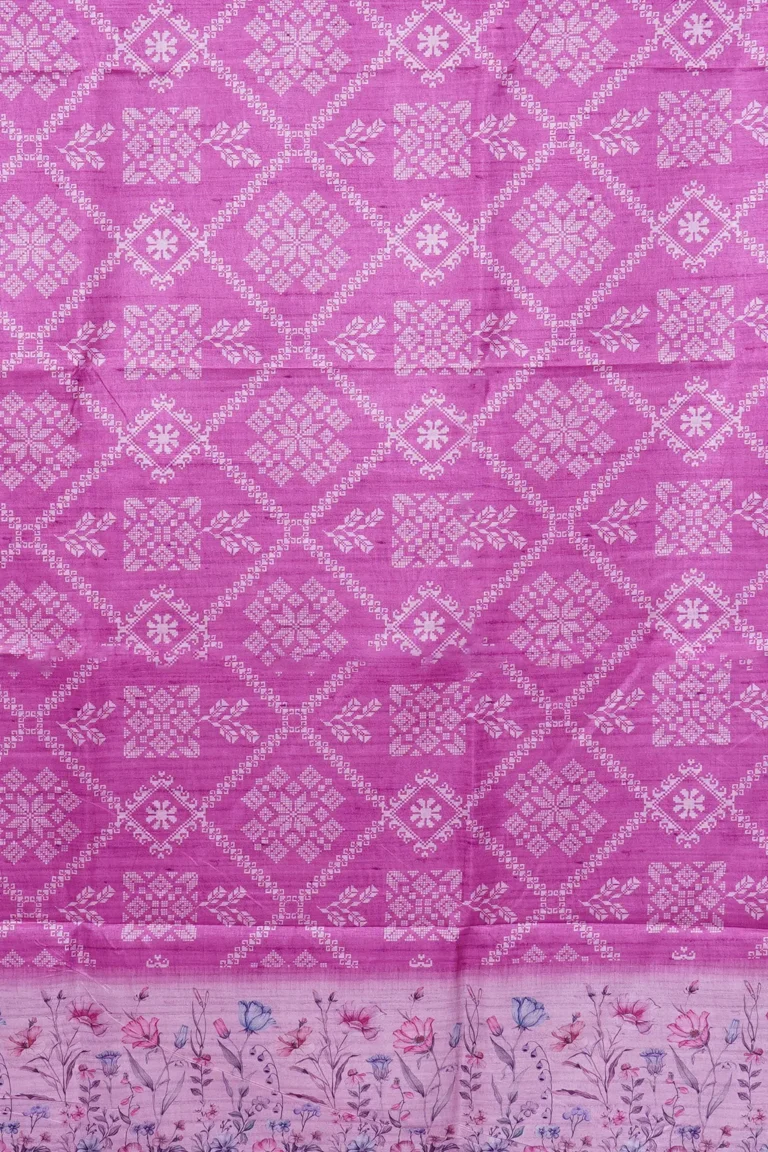 Pink Butta Bloom Semi Tussar Saree