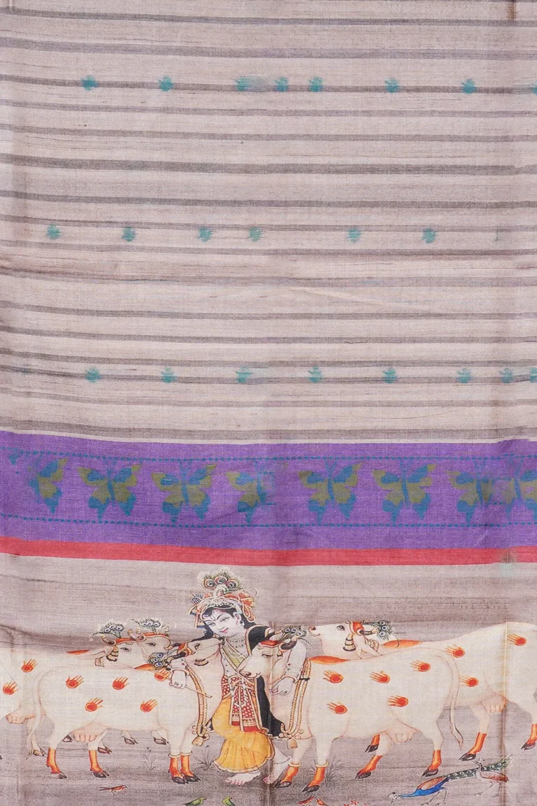 Krishna Pastel Art Semi Tussar Saree