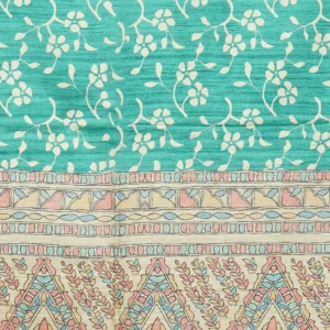 Aqua Madhubani Border Saree