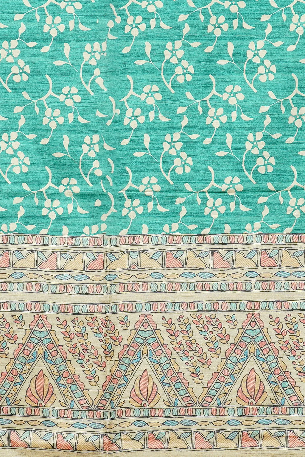 Aqua Madhubani Border Saree