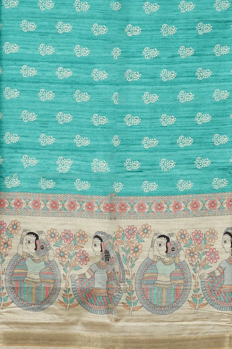 Aqua Madhubani Muse Saree