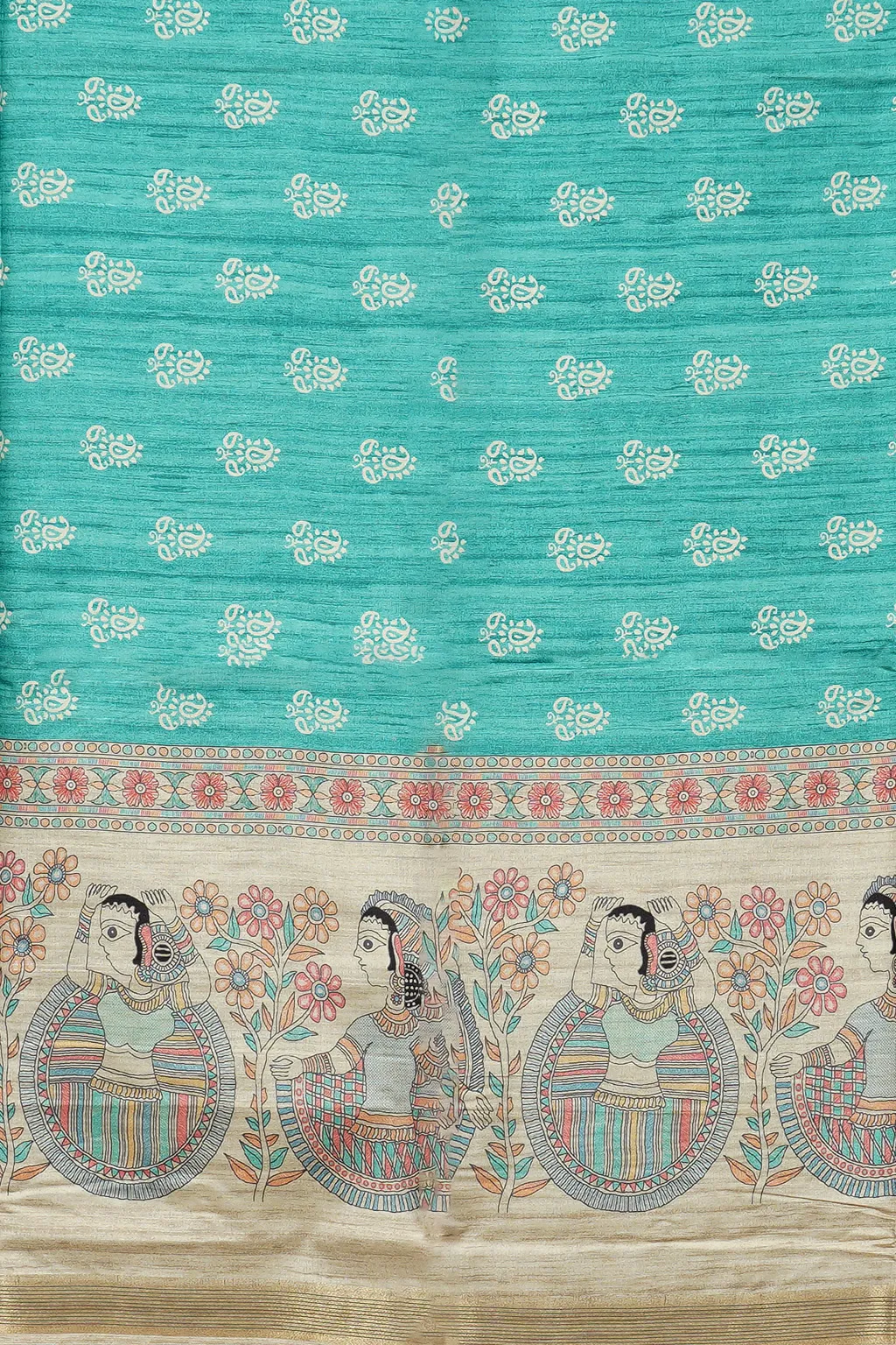 Aqua Madhubani Muse Saree