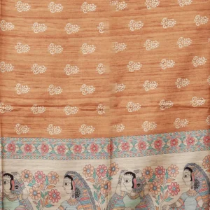 Beige Folk Art Paisley Saree