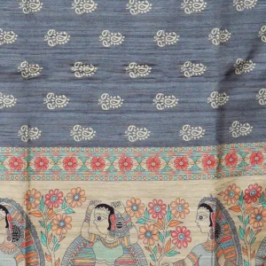 Slate Blue Paisley Art Saree