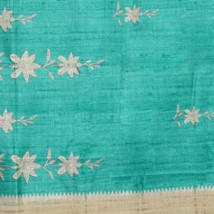 Seafoam Bloom Tussar Silk