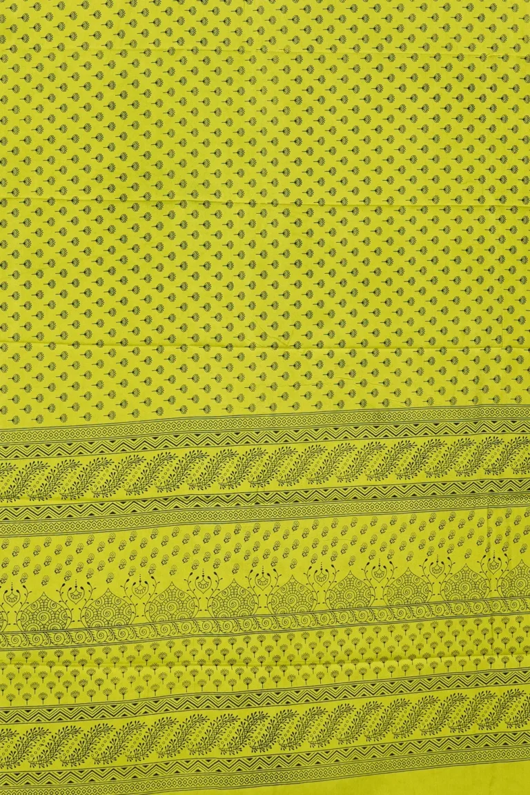 Lime Lotus Printed Saree
