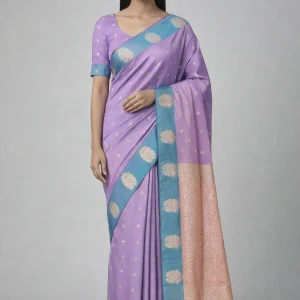 Light Lavender & Teal Green Semi Soft Silk Saree