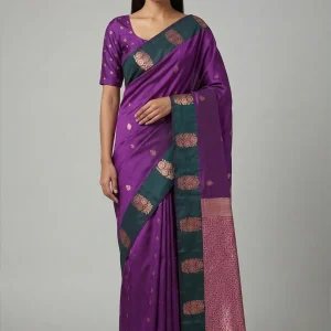 Magenta & Dark Green Semi Soft Silk Saree