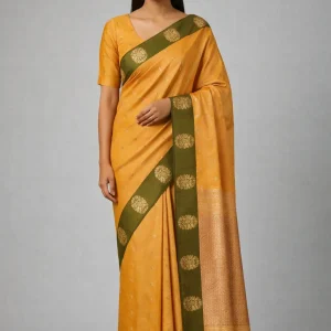 Mustard & Moss Green Semi Soft Silk Saree