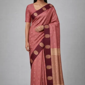 Anjoor & Maroon Semi Soft Silk Saree