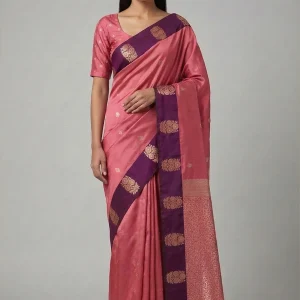 Peach & Onion Pink Semi Soft Silk Saree