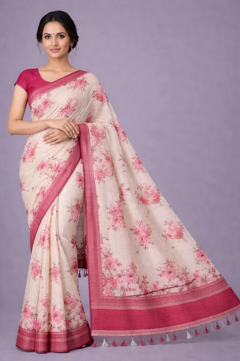 Rose Garden Semi Tussar Silk Saree