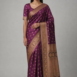 Indigo Purple Semi Soft Silk Saree – Midnight Majesty