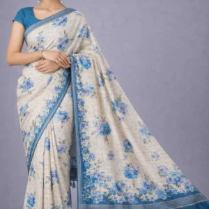 Azure Bloom Semi Tussar Silk Saree