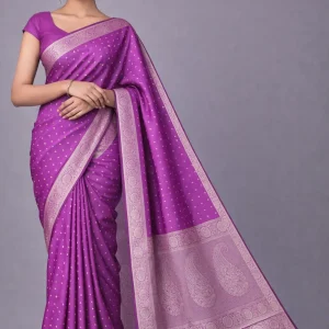 Purple Semi Raw Silk Saree – Regal Radiance