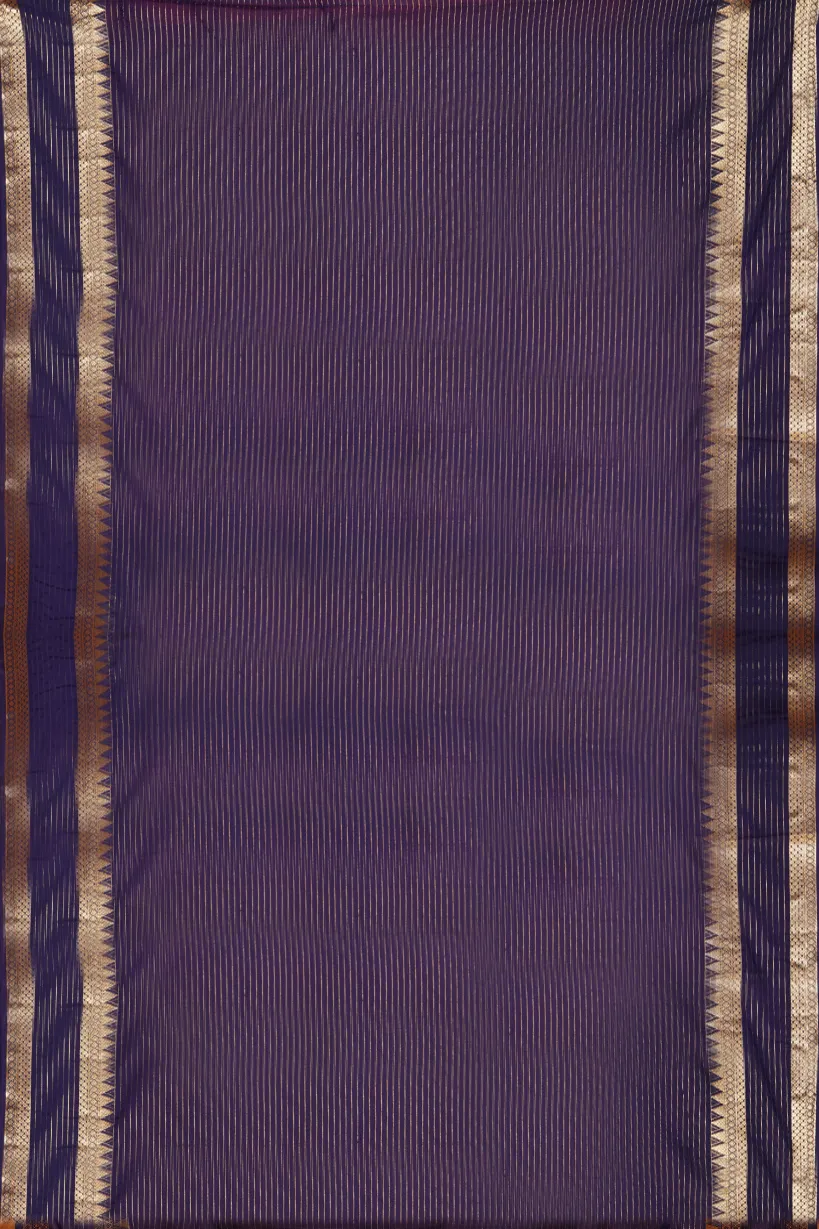 Pink Semi Mysore Silk Saree with Navy Blue Border - Image 2