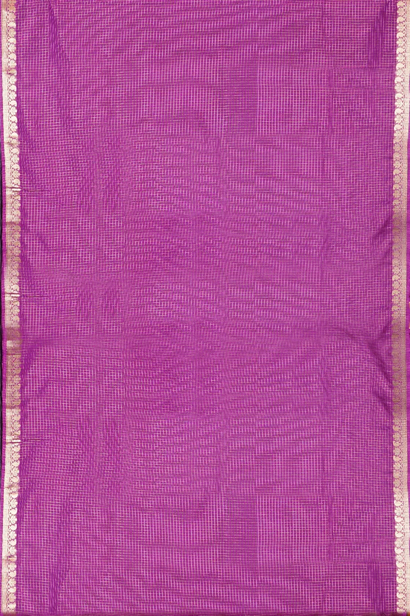 Purple Semi Mysore Silk Saree with Gold Zari Border - Image 2