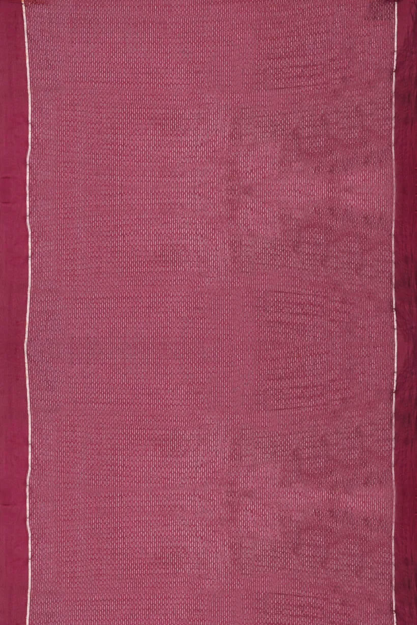 Mauve Semi Raw Silk Saree with Floral Woven Border - Image 2