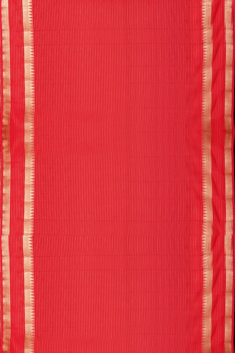 Teal Green Semi Mysore Silk Saree with Red Border - Image 2