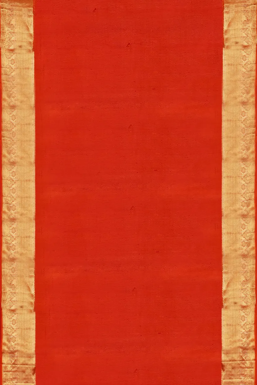 Orange Kanchipuram Silk Saree - Image 3