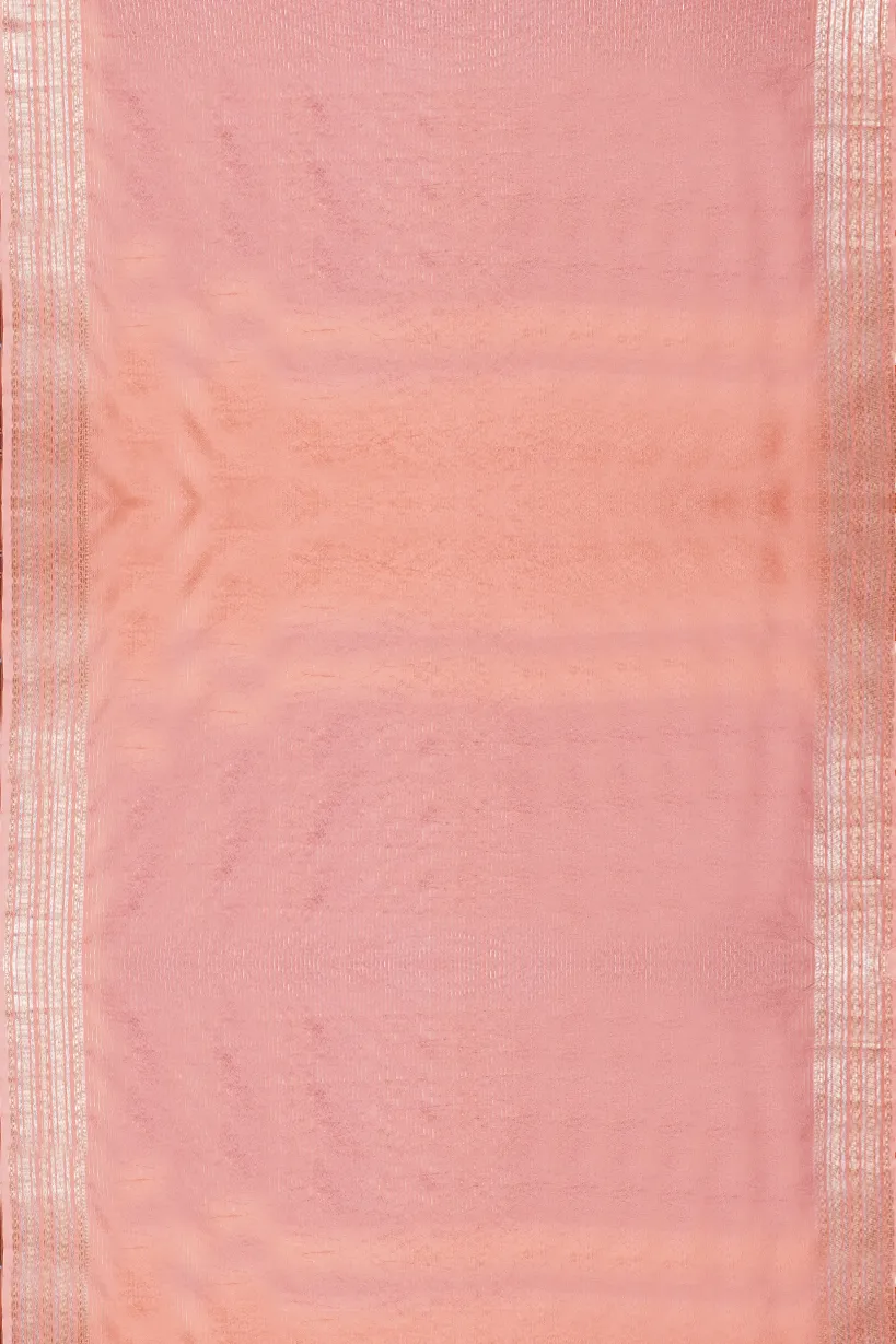 Magenta Semi Mysore Silk Saree with Peach Border - Image 2