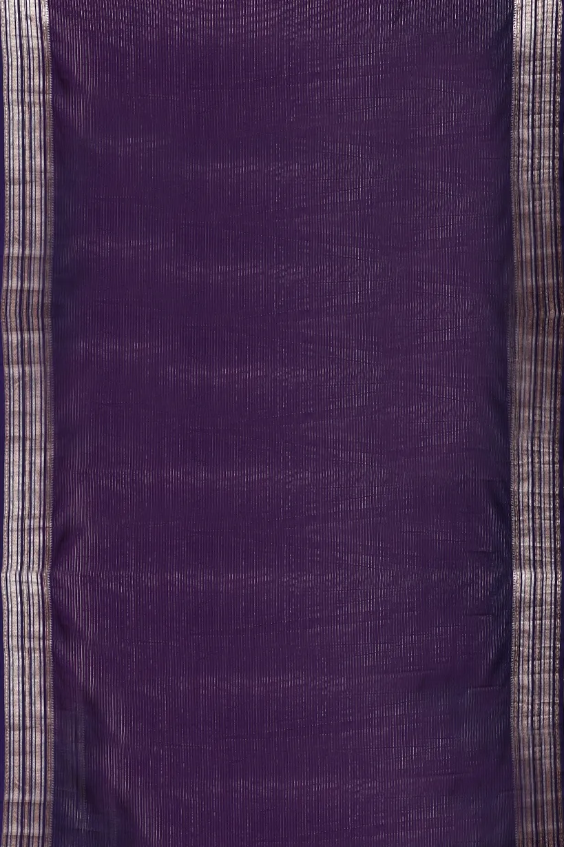 Hot Pink Semi Mysore Silk Saree with Navy Blue Border - Image 2