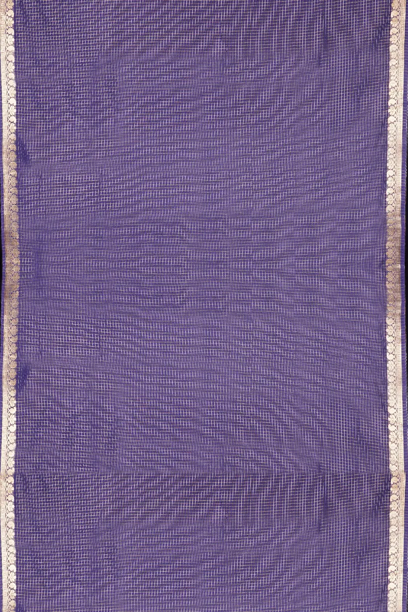 Royal Blue Semi Mysore Silk Saree with Gold Zari Border - Image 2