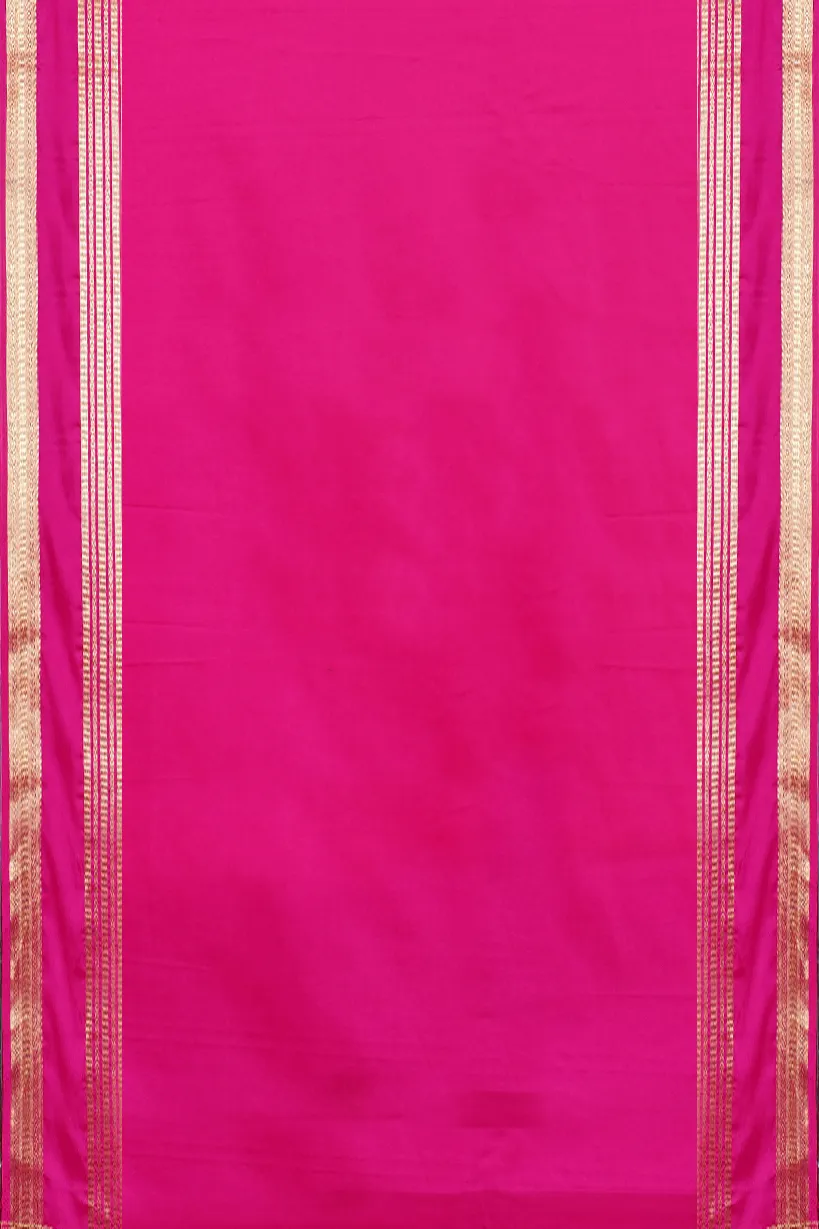 Peach Semi Mysore Silk Saree with Pink Contrast Border - Image 2