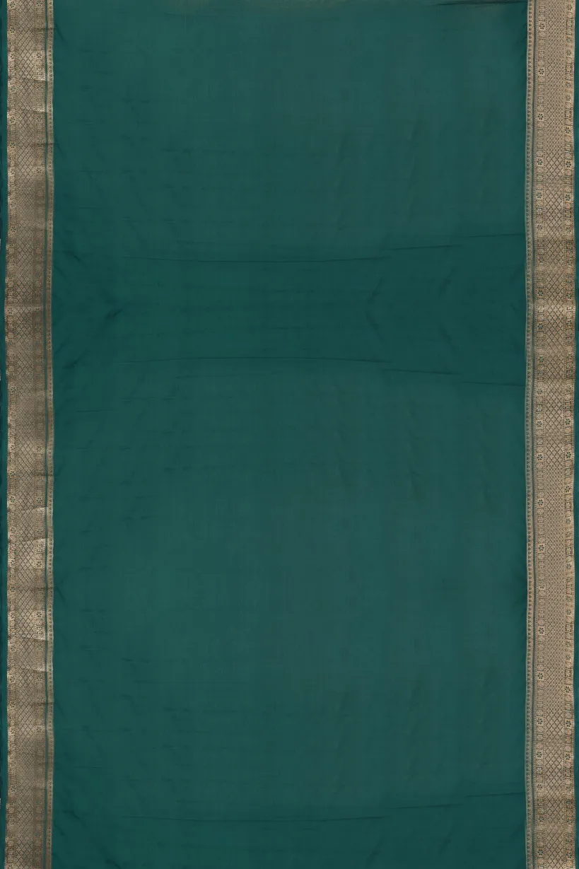 Off White Semi Mysore Silk Saree - Image 2