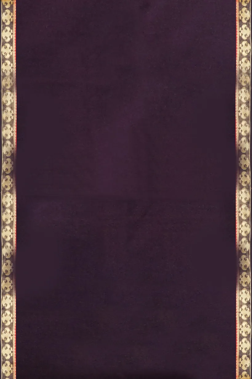 Red Semi Mysore Silk Saree with Navy Blue Contrast Border - Image 2