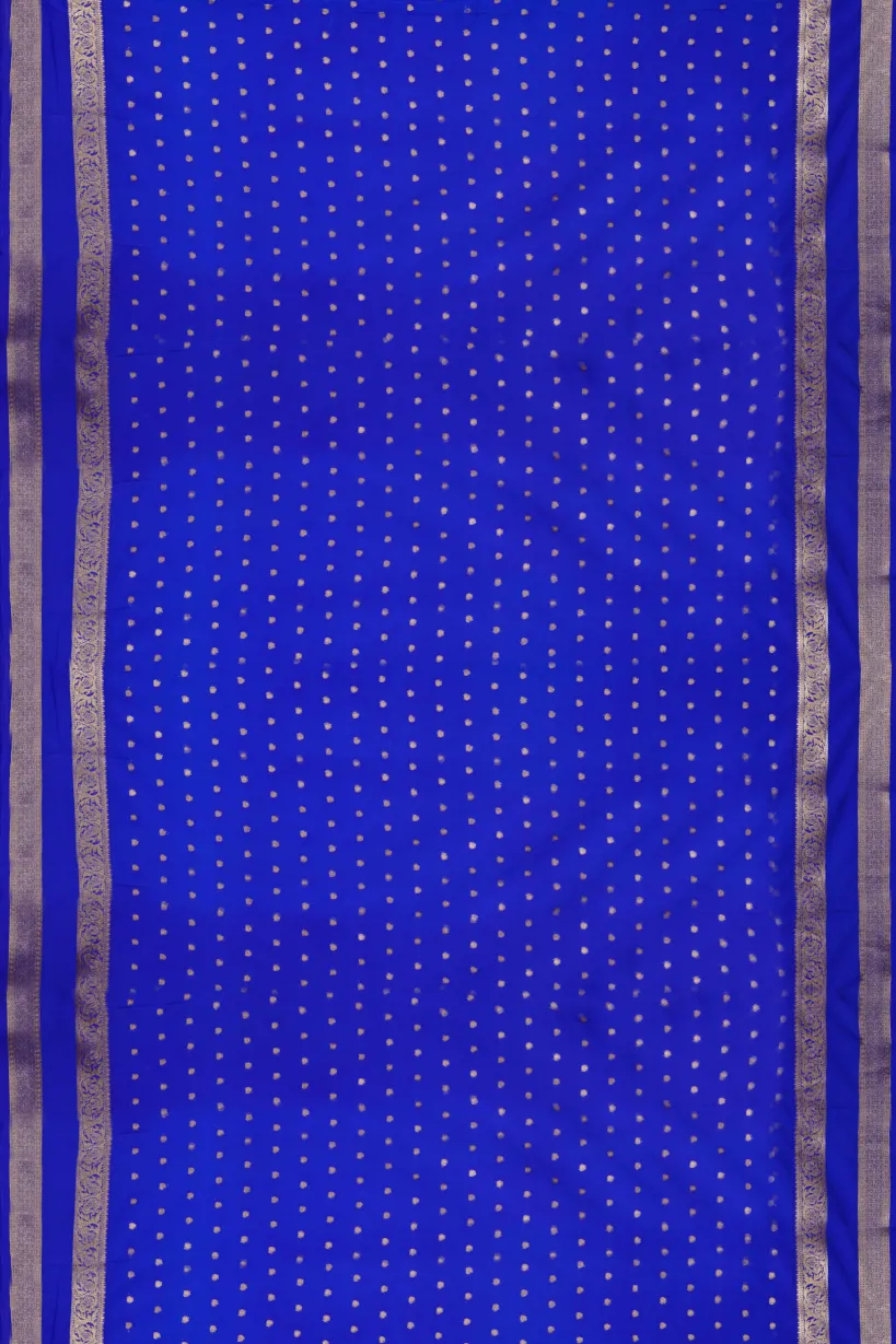 Aqua Blue Semi Mysore Silk Saree - Image 2