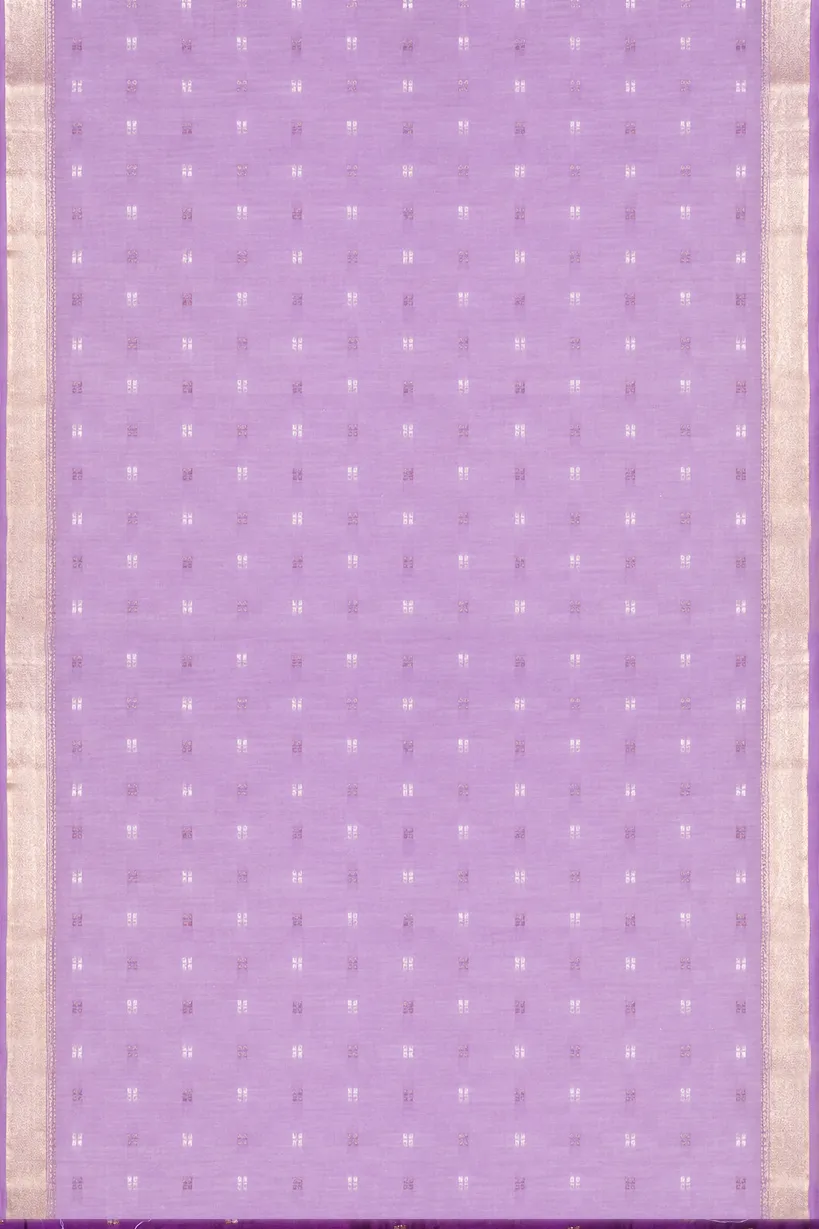 Royal Purple Semi Raw Silk Saree with Lavender Zari Border - Image 2