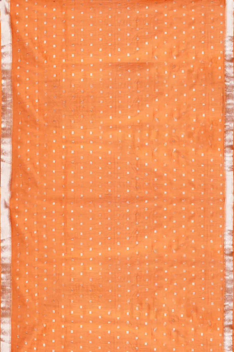 Royal Purple Semi Raw Silk Saree with Orange Zari Border - Image 2
