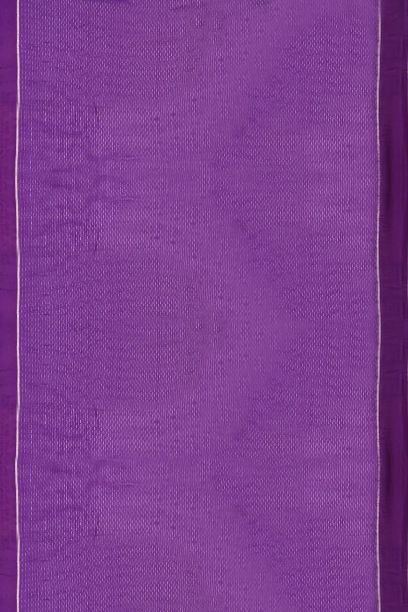 Royal Purple Semi Raw Silk Saree with Floral Zari Border - Image 2