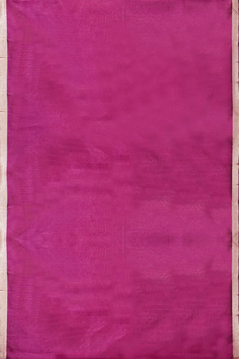 Pastel Pink Semi Raw Silk Saree with Heritage Woven Border - Image 2