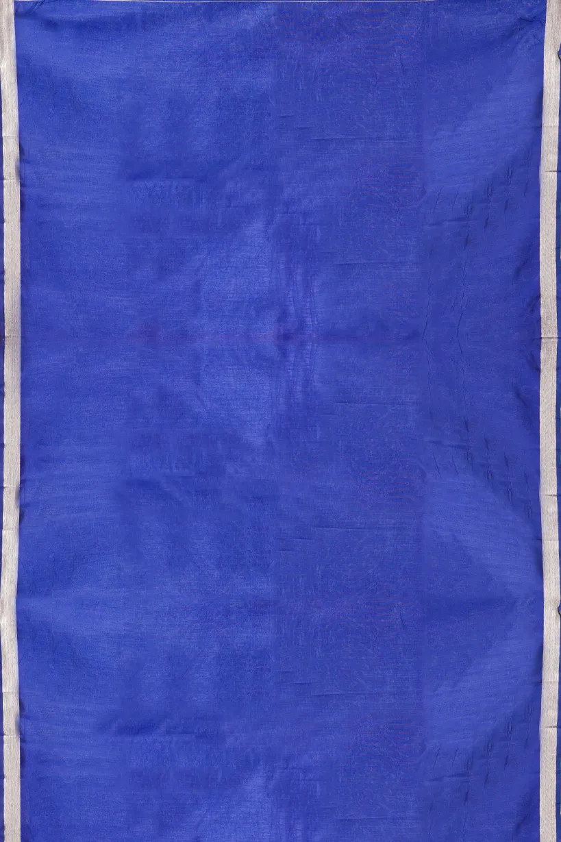 Aqua Blue Semi Raw Silk Saree with Heritage Woven Border - Image 2
