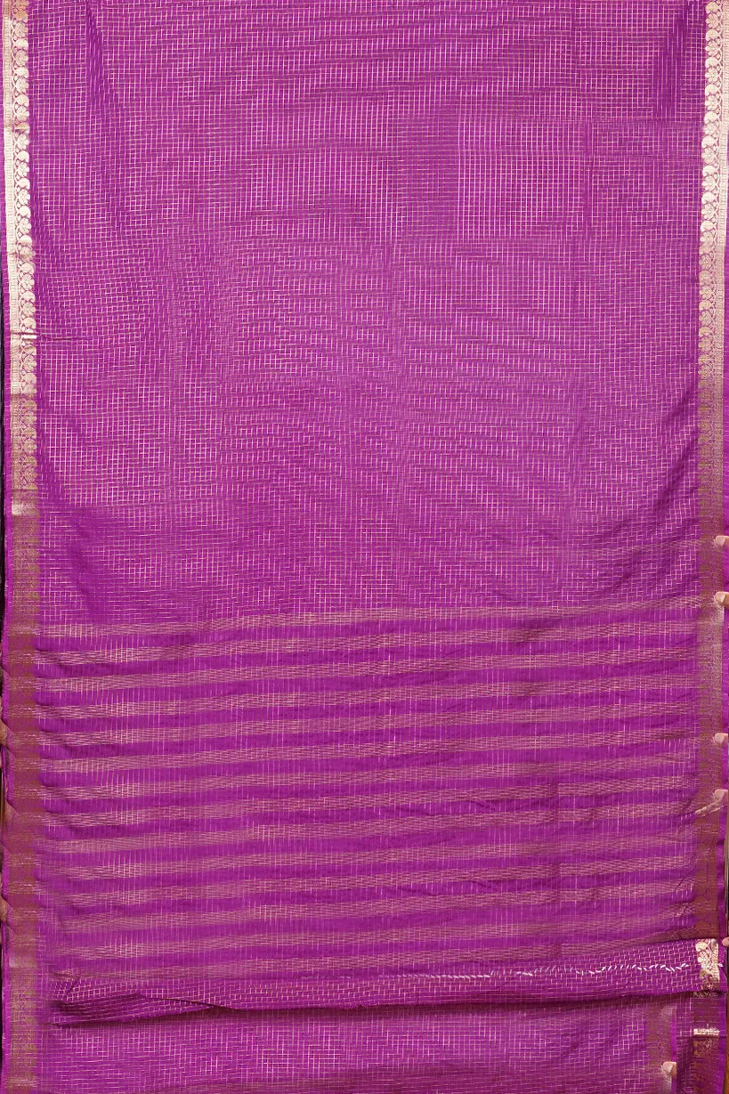 Purple Semi Mysore Silk Saree with Gold Zari Border