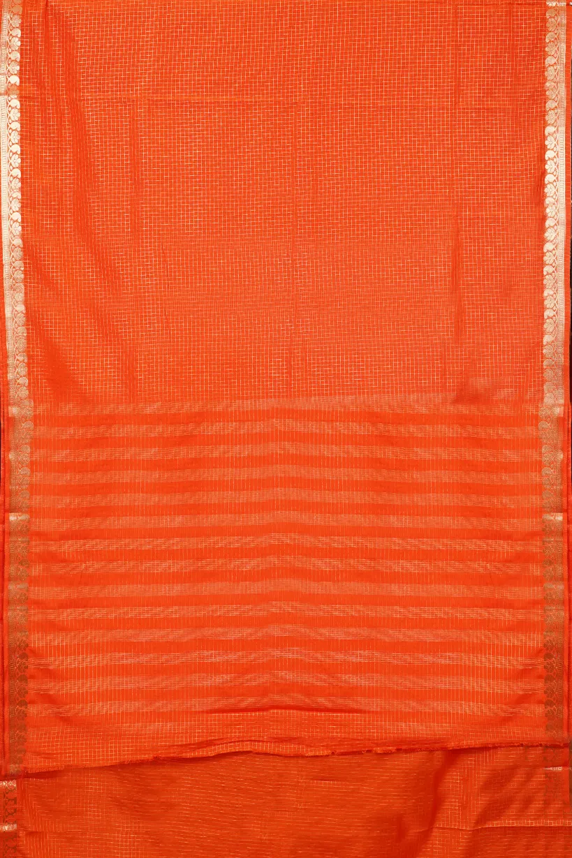 Orange Semi Mysore Silk Saree with Self Border