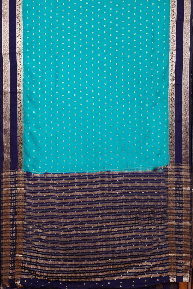 Turquoise Blue Semi Mysore Silk Saree