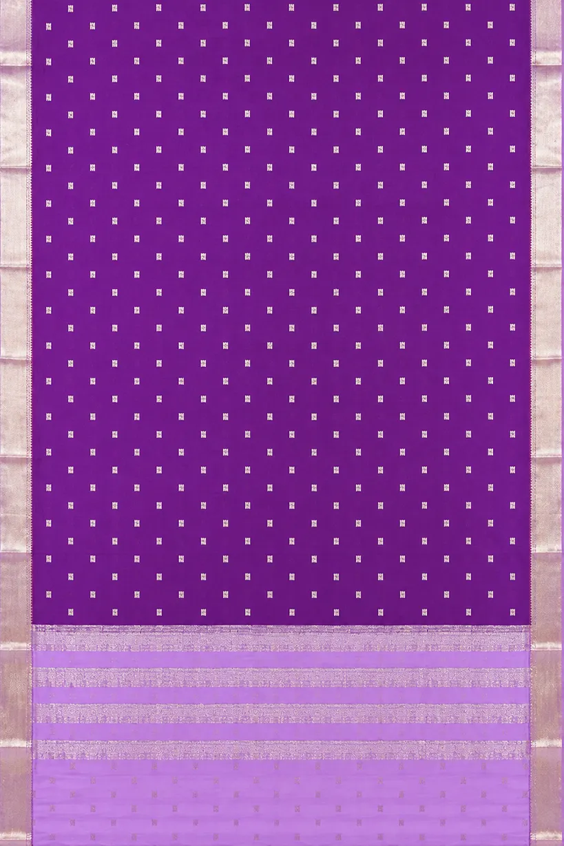 Royal Purple Semi Raw Silk Saree with Lavender Zari Border