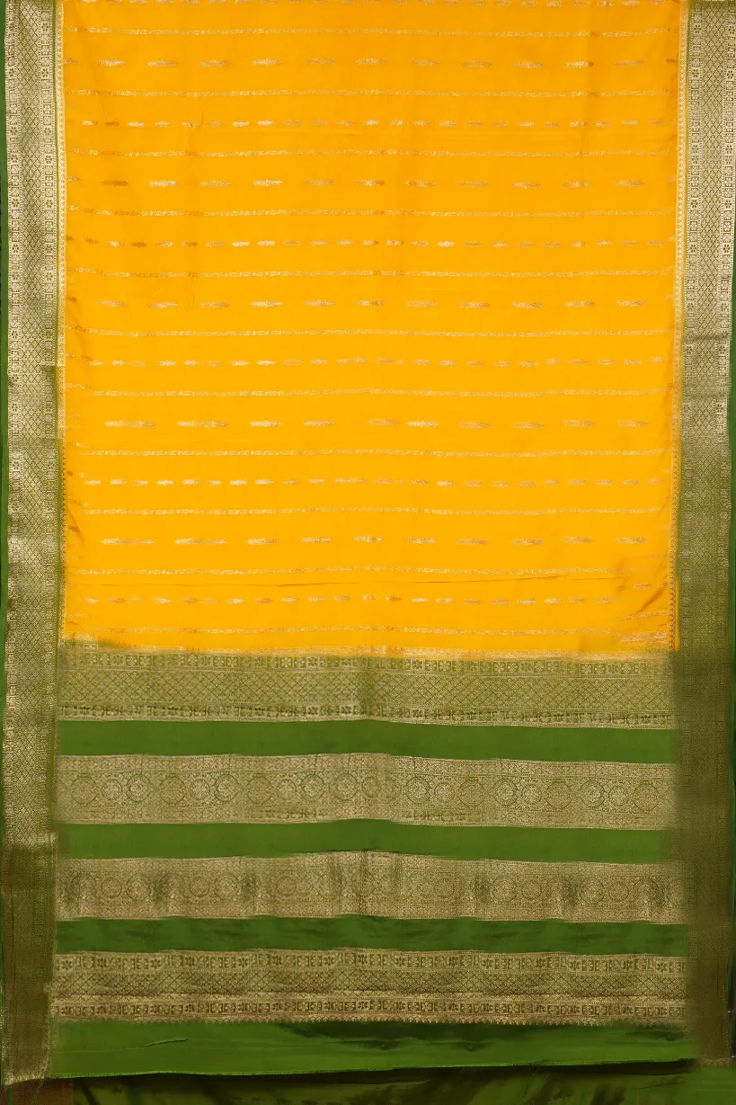 Mustard Yellow Semi Mysore Silk Saree