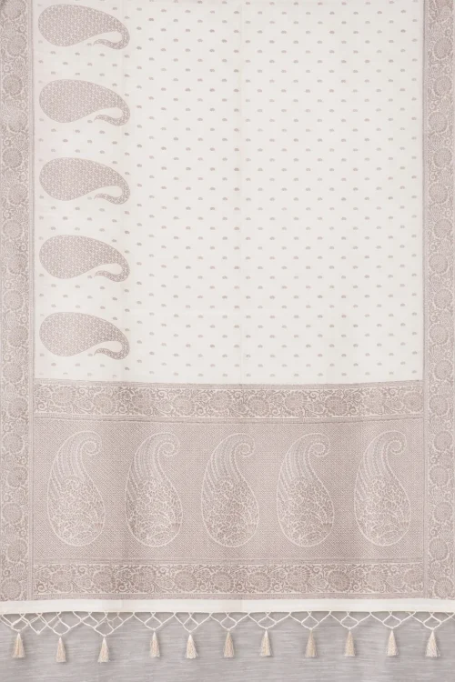 Classic Beige Butta Saree with Vintage Floral Pallu