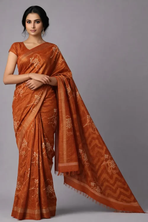 Golden Kota Checks Rajasthani Saree – Subtle Royal Glow