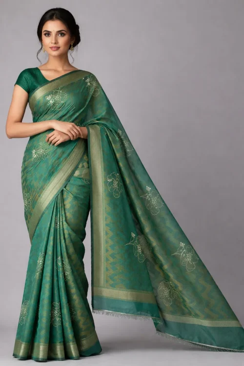 Green Kota Checks Rajasthani Saree – Fresh Festive Vibe