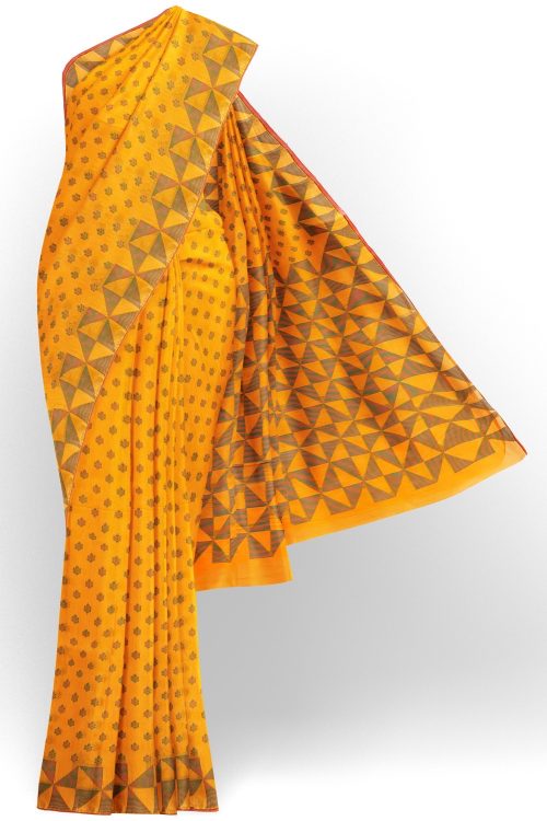 sri kumaran stores 102022 pure cotton bright orange saree with orange border 1 1